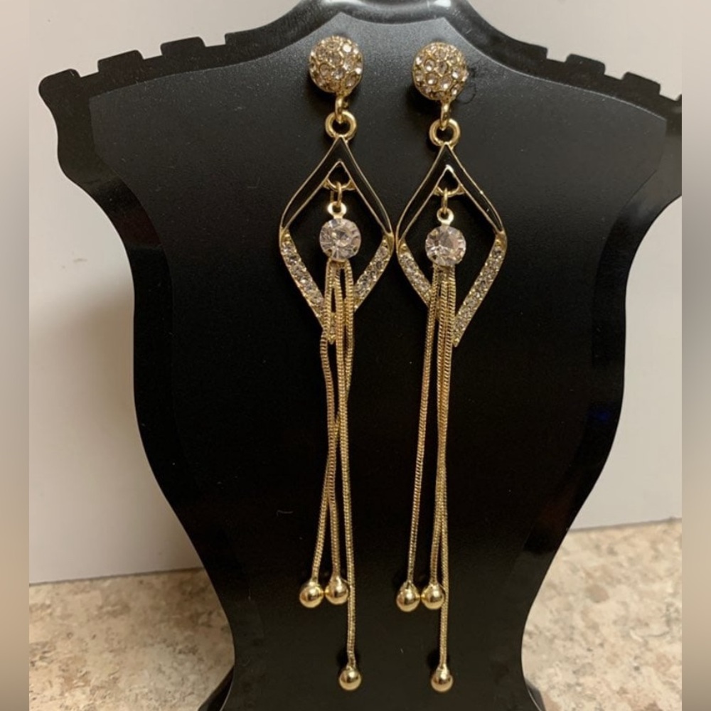 Trendy Dangle drop rhinestone Earrings hippie boho gold statements earrings